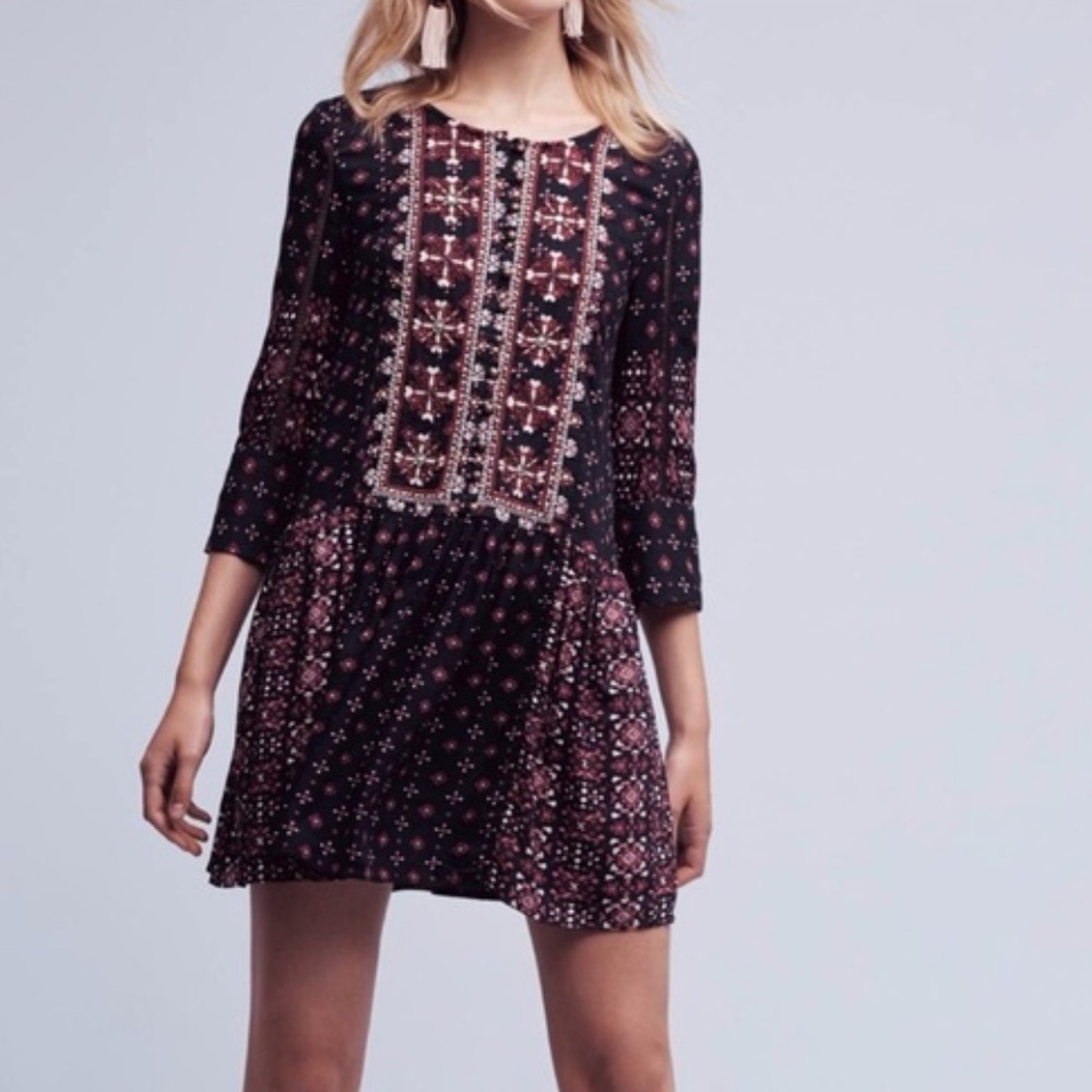 Anthropologie Vanessa Virginia Kaleidoscope Embroidered Tunic Size M
